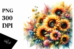Watercolor with Sunflowers, Transparent PNG Product Image 1