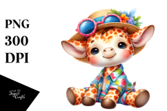 Cute Baby Giraffe Dressed for Summer Clipart Product Image 1