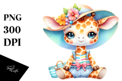 Cute Baby Giraffe Dressed for Summer Clipart Product Image 1