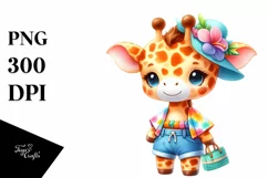 Cute Baby Giraffe Dressed for Summer Clipart Product Image 3