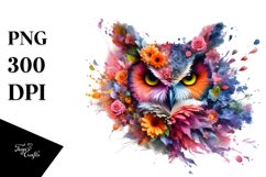 Vibrant 3D Owl with Flowers Clipart Product Image 3