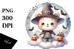 Watercolor Style Funny Halloween Clipart, Transparent PNG Product Image 1