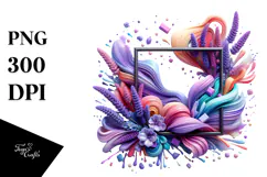 Glossy Lavender Watercolor Splash, PNG Product Image 1