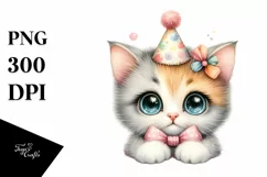 Cute Baby Cat with Party Hat, Transparent PNG Product Image 1