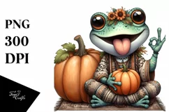 Funny Frog Pumpkin Tongue Clipart Product Image 1