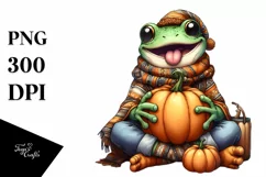 Funny Frog Pumpkin Tongue Clipart Product Image 3