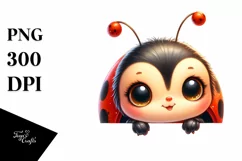 Colorful Baby Ladybug with Big Eyes | Sublimation | Clipart Product Image 1