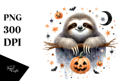 Watercolor Sloth Halloween Design, PNG Product Image 1