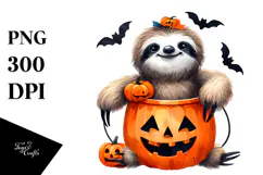 Watercolor Sloth Halloween Design, PNG Product Image 1