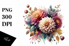 Vibrant Bouquet with Dahlia | Sublimation | Clipart Product Image 3
