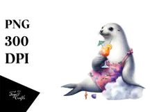 Happy Seal in Beachwear PNG Product Image 1