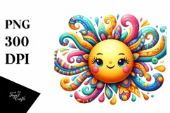 Colorful Sun Watercolor Cute Baby Fox Clipart Product Image 1