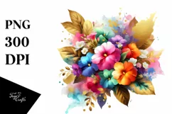 Vibrant Bouquet Gold Foil Clipart Product Image 1