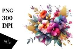 Vibrant Bouquet Gold Foil Clipart Product Image 3