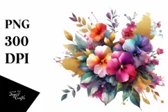 Vibrant Bouquet Gold Foil Clipart Product Image 3