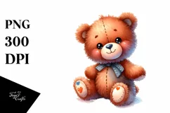 Smiling Cute Baby Old Plush Bear Clipart Product Image 3