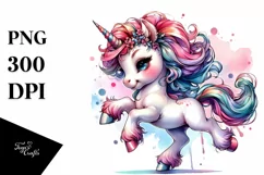 Colorful Baby Unicorn PNG Product Image 1