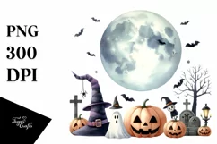 Watercolor Style Funny Halloween Clipart, Transparent PNG Product Image 3