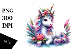 Colorful Baby Unicorn PNG Product Image 3