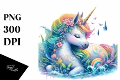 Colorful Baby Unicorn PNG Product Image 3