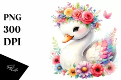 Illustration of Swan Adorned with Vibrant Flower Crown Product Image 3