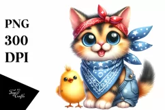 Funny Baby Cat Chick with Bandana Clipart Product Image 1