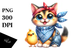 Funny Baby Cat Chick with Bandana Clipart Product Image 1