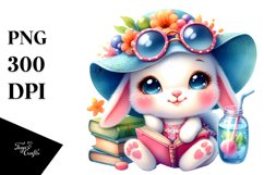 Resting Book Baby Bunny PNG Product Image 1