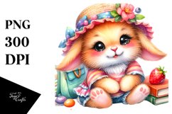 Resting Book Baby Bunny PNG Product Image 1