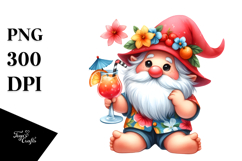 Cute Gnome Drinking Cocktail PNG Product Image 1