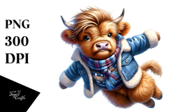 Watercolor Vibrant Drawing of a Cute Baby Highlandcow Product Image 1