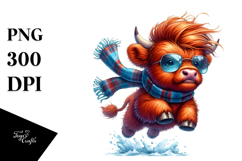 Watercolor Vibrant Drawing of a Cute Baby Highlandcow Product Image 1