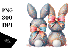 Colorful Vintage Sitting Bunnies PNG Product Image 1