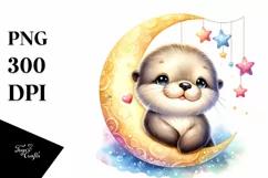 Colorful Sea Otter | Moon Stars | Clipart Product Image 3