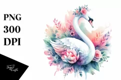 Vibrant Swan with Flower Details | Clipart Product Image 3