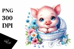 Colorful Baby Pig Clipart Product Image 1