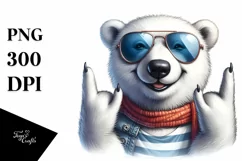 Funny Polar Bear Sunglasses Rocker Sign Clipart Product Image 1