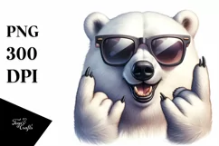 Funny Polar Bear Sunglasses Rocker Sign Clipart Product Image 3