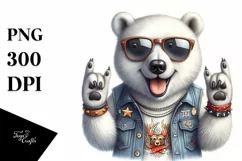 Funny Polar Bear Sunglasses Rocker Sign Clipart Product Image 3