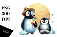 Hipster Penguin Wearing Beachwear, Transparent PNG Product Image 1