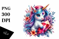 Baby Unicorn with Gemstone, PNG Product Image 3