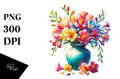 Vibrant Colorful Vase Freesia Clipart Product Image 3