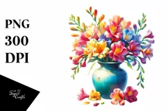 Vibrant Colorful Vase Freesia Clipart Product Image 3