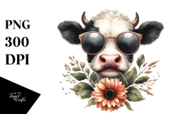 Graceful Cow with Sunglasses, Transparent PNG Product Image 1