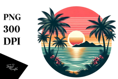 Retro Tropical Sunset Clipart Product Image 1