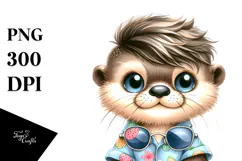 Cute Baby Otter for the Beach, PNG Product Image 1