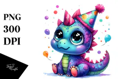 Baby Dinosaur with Party Hat, Transparent PNG Product Image 1