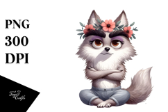 Funny Wolf Flower, Balanced PNG Product Image 1