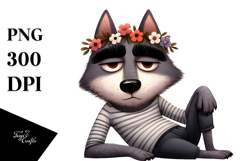 Funny Wolf Flower, Balanced PNG Product Image 1