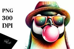 Quirky Penguin Portrait with Hat and Sunglasses Chewing Gum Product Image 3